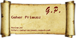 Geher Primusz névjegykártya